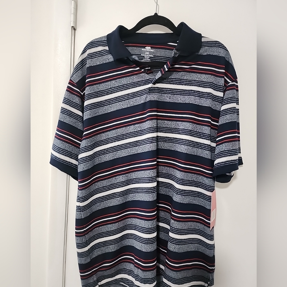 Red Rhino Navy Striped Polo Shirt